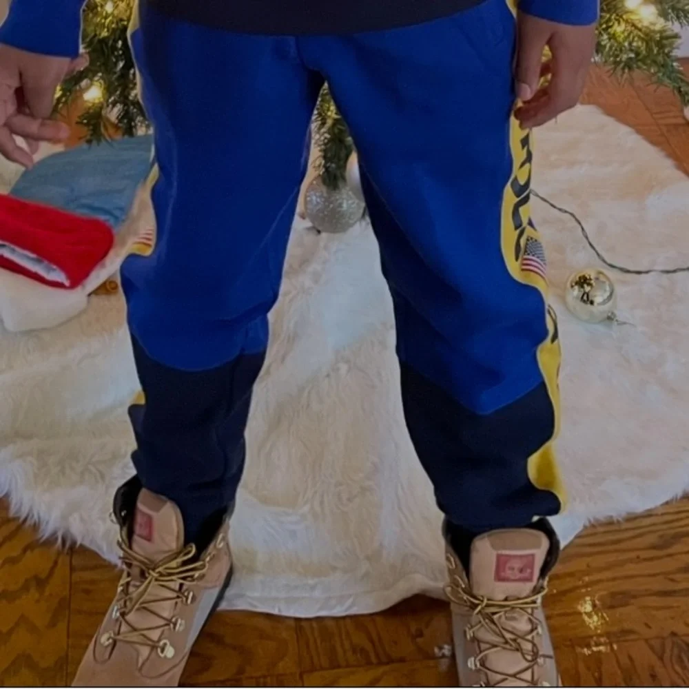 Ralph Lauren Blue and Yellow Colorblock Kids Joggers
